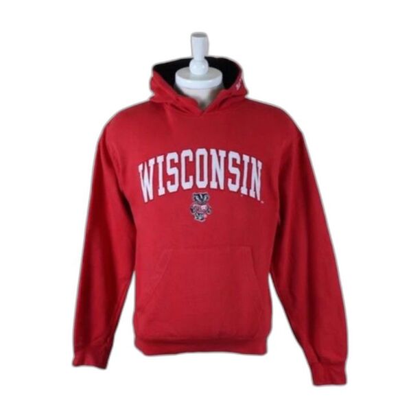Wisconsin Badgers Campus Heritage Red Embroidered Pullover Hoodie Size M - Picture 1 of 13